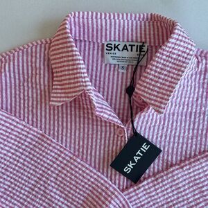 NWT Skatie Harper Button Down - Pink Seersucker